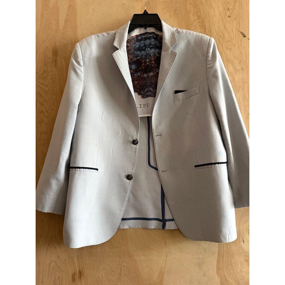 Philipp Plein Homme Men’s Limited Edition Light Blue Skull Lined Blazer - Picture 3 of 16